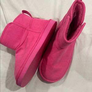 H&M Women's Plush Ankle Slippers - Bright Pink